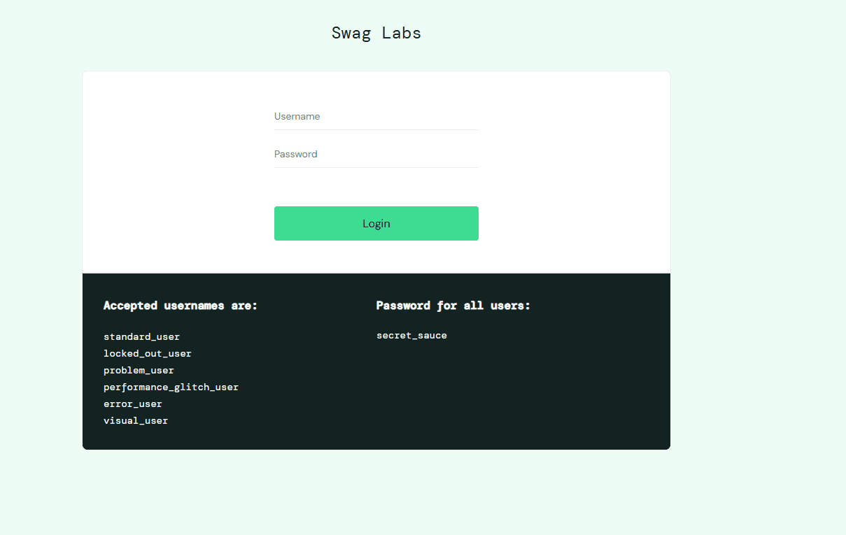 SauceDemo Login Form Automation project image