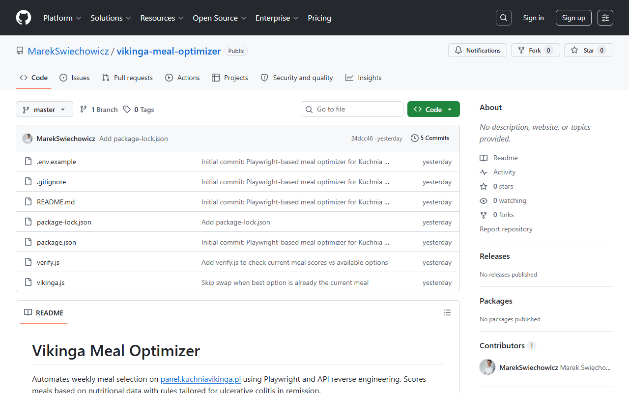 Vikinga Meal Optimizer project image
